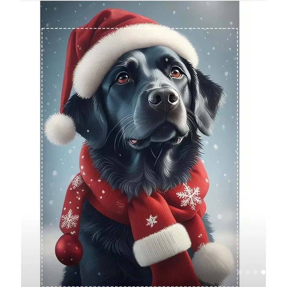 Black Labrador Christmas Garden Flag Winter Dog Scarf Hat Snow Santa